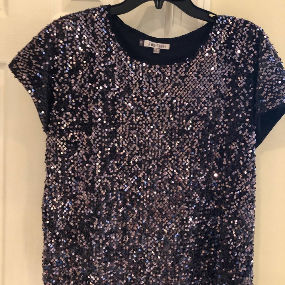 NEW Jennifer Lopez sequin purple evening blouse